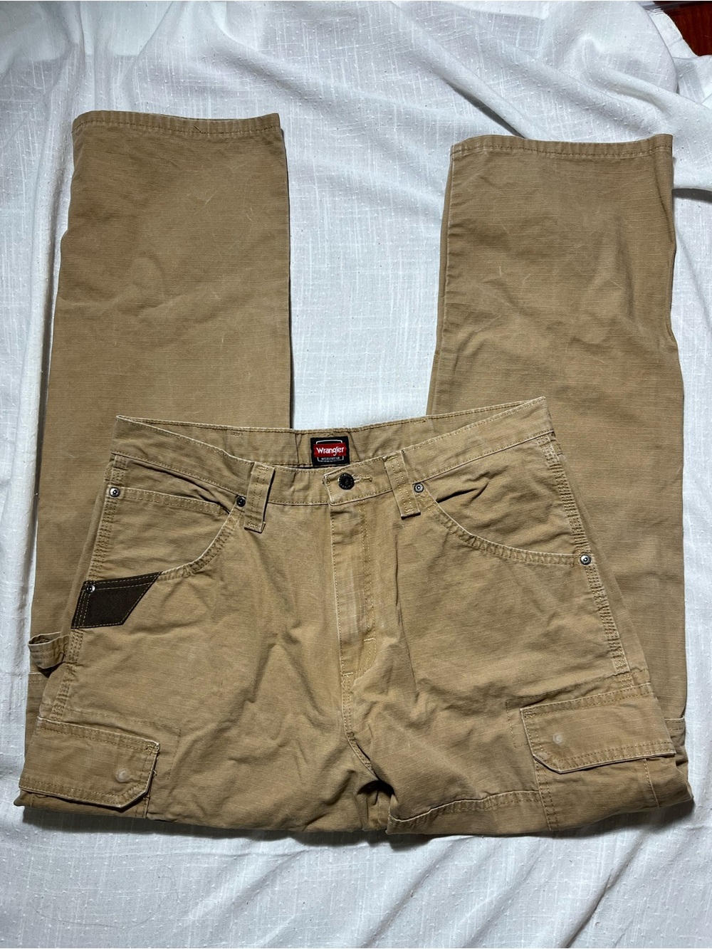 Wrangler Workwear Cargo Pants Men’s 34x32 Tan Heavyweight Utility Carpenter